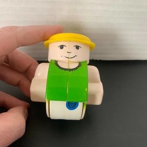 Rolling Wobble Figure Men Green shirt Yellow hat Korea by Dongkook Vintage 1988